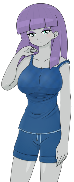 Size: 904x2224 | Tagged: safe, alternate version, artist:batipin, derpibooru import, maud pie, equestria girls, breasts, busty maud pie, image, looking at you, png, simple background, transparent background