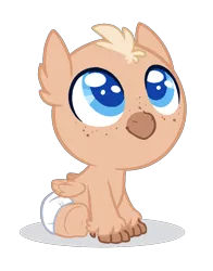 Size: 824x1052 | Tagged: safe, artist:purplegrim40, derpibooru import, oc, unofficial characters only, hippogriff, hybrid, baby, diaper, image, interspecies offspring, magical lesbian spawn, offspring, parent:pinkie pie, parent:princess skystar, parents:skypie, png, simple background, sitting, solo, transparent background, underhoof