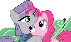 Size: 1400x826 | Tagged: safe, artist:seahawk270, derpibooru import, maud pie, pinkie pie, earth pony, pony, maud pie (episode), season 4, cute, diapinkes, duo, duo female, female, hug, image, mare, pie sisters, png, siblings, simple background, sisters, transparent background