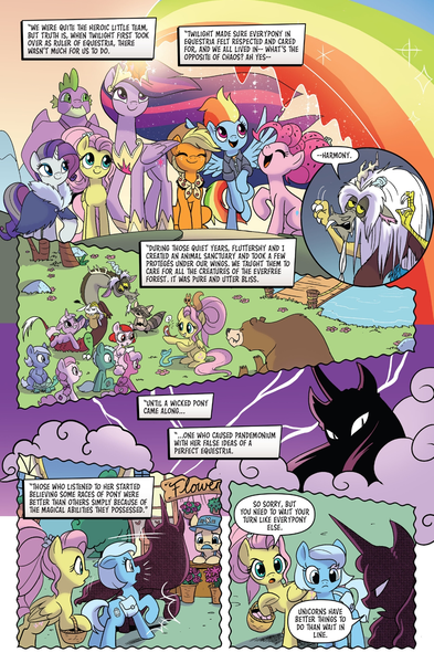 Size: 1079x1649 | Tagged: safe, derpibooru import, idw, applejack, discord, fluttershy, pinkie pie, rainbow dash, rarity, spike, twilight sparkle, my little pony: a new generation, spoiler:comic, spoiler:g5comic, spoiler:g5comic02, g5, image, mane six, older, older applejack, older fluttershy, older pinkie pie, older rainbow dash, older rarity, older spike, older twilight, png