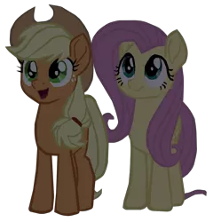 Size: 1280x1286 | Tagged: safe, artist:benpictures1, derpibooru import, edit, edited screencap, screencap, applejack, fluttershy, earth pony, pegasus, pony, my little pony: the movie, applejack's hat, cowboy hat, cute, duo, duo female, female, hat, image, inkscape, jackabetes, mare, png, shyabetes, simple background, transparent background, vector