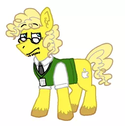 Size: 628x636 | Tagged: safe, artist:froutsuip, derpibooru import, ponified, pony, beard, facial hair, glasses, image, inanimate insanity, male, necktie, png, simple background, solo, stallion, steve cobs, sweater vest, unshorn fetlocks, white background