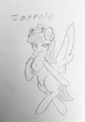Size: 2666x3840 | Tagged: safe, artist:sodapop sprays, derpibooru import, oc, oc:zeppole, unofficial characters only, pegasus, pony, chest fluff, female, fluffy, flying, image, jpeg, mane, mare, sextuplet, solo, spread wings, tail, traditional art, wings