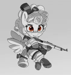 Size: 2266x2403 | Tagged: safe, artist:pabbley, derpibooru import, cozy glow, pegasus, pony, female, filly, foal, gun, image, jpeg, solo, weapon