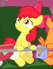 Size: 175x227 | Tagged: safe, artist:jan, derpibooru import, apple bloom, scootaloo, earth pony, pegasus, pony, vocational death cruise, bag, bow, computer, female, filly, foal, hair bow, image, laptop computer, lift, messy mane, png, saddle bag, sky, smiling, spread wings, stars, sunset, wings