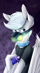 Size: 2188x4000 | Tagged: safe, artist:vendigo, derpibooru import, oc, pegasus, clothes, gas mask, image, mask, pegasus oc, png, solo, wings