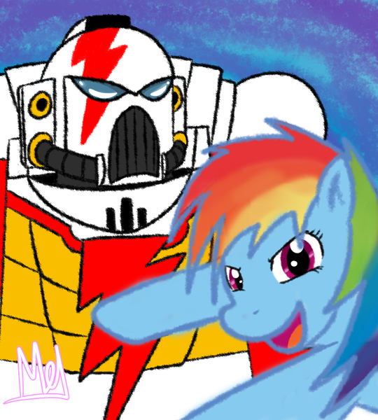 Size: 720x800 | Tagged: safe, artist:rawmel, derpibooru import, rainbow dash, pegasus, pony, female, image, mare, png, space marine, warhammer (game), warhammer 40k, white scars