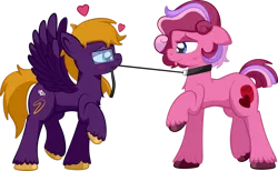 Size: 1920x1179 | Tagged: safe, artist:alexdti, derpibooru import, oc, oc:purple creativity, unofficial characters only, earth pony, pegasus, pony, female, image, leash, mare, png, simple background, tongue out, transparent background