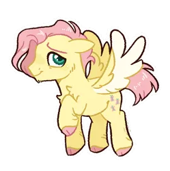 Size: 672x676 | Tagged: safe, artist:joburii, edit, editor:edits of hate, fluttershy, pegasus, pony, alternate hairstyle, butterscotch, cloven hooves, colored hooves, colored wings, image, looking at you, male, png, rule 63, simple background, solo, stallion, transparent background, two toned wings, wings