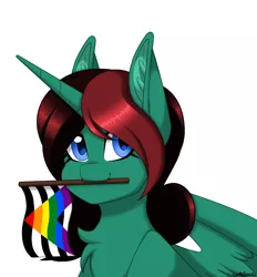 Size: 1266x1367 | Tagged: safe, artist:melodytheartpony, derpibooru import, oc, alicorn, cute, eyelashes, female, feral, happy, horn, image, looking at you, png, pride, pride month, signature, simple background, smiling, straight ally flag, white background, wings