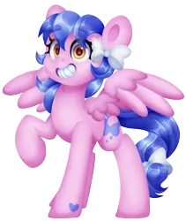 Size: 3369x4000 | Tagged: safe, artist:partylikeanartist, derpibooru import, oc, oc:patch, pegasus, pony, bow, calarts, eye clipping through hair, eyebrows, eyebrows visible through hair, hair bow, image, lineless, png, simple background, solo, transparent background