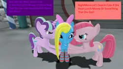 Size: 1360x768 | Tagged: safe, artist:nightmenahalo117, derpibooru import, starlight glimmer, oc, oc:cuteamena, bully, bullying, female, image, jpeg, siblings, sisters