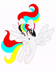 Size: 626x800 | Tagged: safe, artist:stacy_165cut, derpibooru import, oc, unofficial characters only, pegasus, pony, bow, female, hair bow, image, jpeg, mare, simple background, solo, spread wings, white background, wings