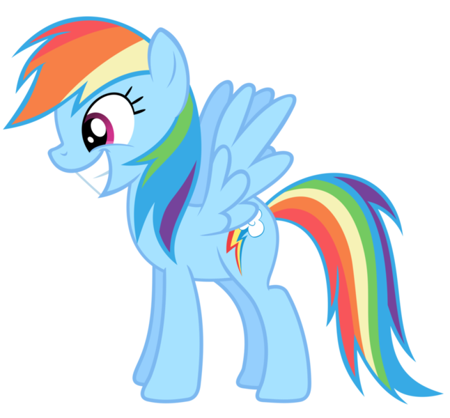 Size: 900x836 | Tagged: safe, artist:rainbowlover255, banned from derpibooru, deleted from derpibooru, ponybooru import, rainbow dash, pegasus, pony, blue coat, female, image, mare, multicolored mane, multicolored tail, png, side view, simple background, smiling, solo, teeth, transparent background, wings