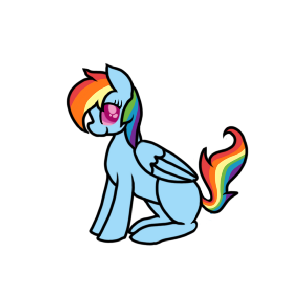 Size: 894x894 | Tagged: safe, artist:littlesnowyowl, derpibooru import, rainbow dash, pegasus, pony, female, image, mare, missing cutie mark, multicolored hair, png, rainbow hair, simple background, sitting, smiling, transparent background, wings