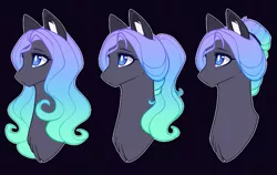 Size: 1800x1140 | Tagged: safe, artist:purplegrim40, derpibooru import, oc, unofficial characters only, earth pony, pony, black background, bust, earth pony oc, female, hair bun, image, mare, png, simple background