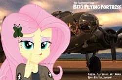 Size: 800x523 | Tagged: safe, artist:edy_january, artist:fluttershy_art.nurul, derpibooru import, edit, edited screencap, screencap, fluttershy, equestria girls, equestria girls series, air force, b17 flying fortress, b17g flying fortress, bomber, clothes, geode of fauna, image, jacket, magical geodes, pilot, plane, png, saunders, sunset, the fluttershy and b17g flying fortress, united states, world war ii, wunderbolts