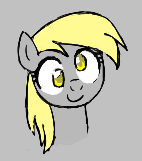 Size: 142x161 | Tagged: safe, artist:kabayo, derpibooru import, derpy hooves, pegasus, pony, aggie.io, bust, cute, derpabetes, female, gray background, image, lowres, mare, png, simple background, smiling, solo