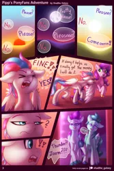 Size: 1280x1920 | Tagged: safe, artist:shad0w-galaxy, derpibooru import, pipp petals, zipp storm, pegasus, pony, comic:pipp's ponyfans adventure, angry, chest fluff, comic, female, flying, full moon, g5, image, male, mare, moon, night, open mouth, png, raised hoof, siblings, sisters, speech bubble, stallion, sunrise, sunset, surprised, text, thunder (g5), underhoof, unshorn fetlocks, waving, yelling, zoom zephyrwing