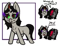 Size: 1200x920 | Tagged: safe, artist:lazerblues, derpibooru import, oc, oc:bella, oc:salai, ponified, earth pony, pony, unicorn, image, offspring, parent:king sombra, parent:oc:miss eri, png, solo