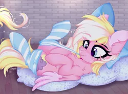 Size: 2048x1504 | Tagged: safe, artist:emberslament, derpibooru import, oc, oc:bay breeze, unofficial characters only, pegasus, pony, bow, clothes, female, hair bow, image, jpeg, mare, socks, solo, striped socks