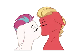 Size: 1920x1290 | Tagged: safe, derpibooru import, sprout cloverleaf, zipp storm, earth pony, pegasus, pony, my little pony: a new generation, cute, eyes closed, female, g5, image, kissing, male, mare, png, shipping, simple background, sproutbetes, stallion, straight, vector, zippsprout