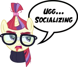 Size: 1024x883 | Tagged: safe, artist:epsilontlosdark4, derpibooru import, moondancer, pony, unicorn, bust, dialogue, glasses, image, png, simple background, solo, tongue out, transparent background, vector