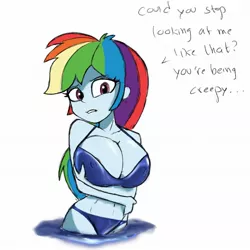 Size: 2048x2048 | Tagged: suggestive, artist:stammis, derpibooru import, rainbow dash, equestria girls, big breasts, bikini, breasts, busty rainbow dash, clothes, female, huge breasts, image, jpeg, simple background, solo, solo female, swimsuit, white background