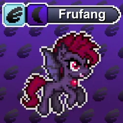 Size: 1024x1024 | Tagged: safe, artist:tony yotes, artist:yotes games, derpibooru import, oc, oc:frufang, bat, bat pony, fruit bat, pony, bat ponified, bat pony oc, bat wings, battle gem ponies, evil, image, pixel art, png, pokémon, ponymon, race swap, solo, wings