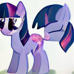 Size: 256x256 | Tagged: safe, dall·e mini, derpibooru import, machine learning generated, twilight sparkle, earth pony, pony, alternate cutie mark, butt sniffing, female, image, jpeg, mare, sniffing, species swap