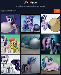 Size: 760x930 | Tagged: safe, dall·e mini, derpibooru import, machine learning generated, earth pony, pony, abdominal bulge, butt touch, female, hoof on butt, image, mare, png, vore