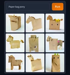 Size: 1170x1254 | Tagged: safe, dall·e mini, derpibooru import, machine learning generated, bag, i think that's not the paper bag pony, image, jpeg, paper bag