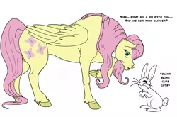 Size: 1361x900 | Tagged: safe, artist:arania, derpibooru import, editor:didgereethebrony, angel bunny, fluttershy, pegasus, semi-anthro, comic:fluttershy vet, cutie mark, frog (hoof), hooves, image, png, post-transformation, underhoof