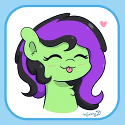 Size: 830x830 | Tagged: safe, artist:sketchydesign78, derpibooru import, oc, oc:spearmint, unofficial characters only, earth pony, pony, :p, bust, cute, earth pony oc, heart, image, png, portrait, solo, tongue out