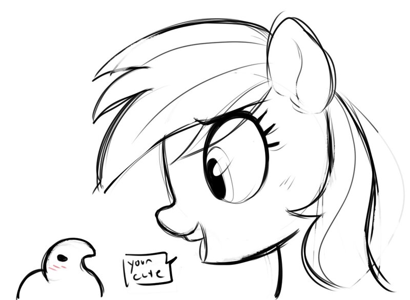 Size: 1233x904 | Tagged: safe, artist:_ton618_, derpibooru import, rainbow dash, pegasus, pony, blushing, broken english, bust, candy, dialogue, female, food, image, jpeg, mare, peep, peeps, side view, simple background, solo, speech bubble, talking, white background