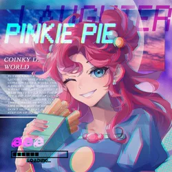 Size: 2362x2362 | Tagged: safe, artist:alice-x, derpibooru import, part of a set, pinkie pie, human, coinky-dink world, eqg summertime shorts, equestria girls, anaglyph 3d, equestria music festival, female, food, french fries, image, internet explorer, jpeg, looking at you, lyrics, one eye closed, progress bar, solo, text, wink, winking at you