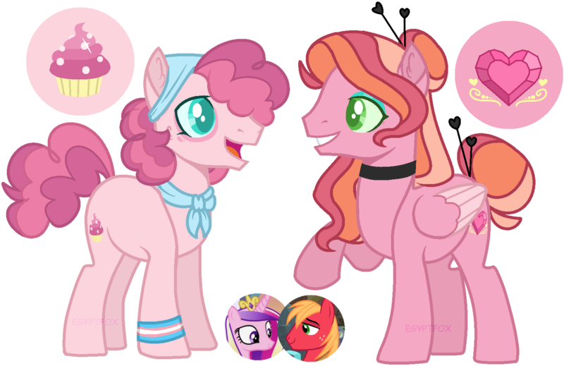 Size: 1280x831 | Tagged: safe, artist:egyptfox123, derpibooru import, big macintosh, princess cadance, oc, oc:melrose mcintosh, oc:pink pearl, unofficial characters only, alicorn, earth pony, pegasus, pony, base used, cadmac, choker, colored pupils, duo, female, image, infidelity, male, offspring, parent:big macintosh, parent:princess cadance, parents:cadmac, png, shipping, simple background, stallion, straight, tail, tail bun, transparent background
