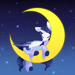 Size: 1920x1920 | Tagged: safe, artist:kurikiin, derpibooru import, oc, oc:mythic moon, alicorn, bat pony, bat pony alicorn, base used, bat wings, eyes closed, horn, image, jpeg, moon, night, stars, wings