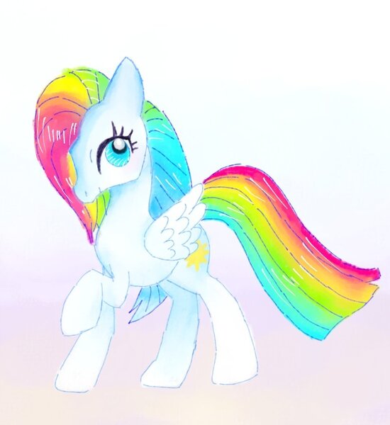 Size: 779x850 | Tagged: safe, artist:stacy_165cut, derpibooru import, pegasus, pony, female, folded wings, g1, image, jpeg, mare, profile, raised hoof, simple background, solo, starshine (g1), white background, wings