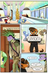 Size: 1280x1949 | Tagged: safe, artist:candyclumsy, derpibooru import, spike, oc, gryphon, comic:revolution of harmony, comic, griffon oc, image, jpeg, male, older, older spike, sign, train, train station