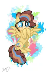 Size: 1532x2302 | Tagged: safe, artist:xcosmicghostx, derpibooru import, oc, unofficial characters only, pegasus, pony, abstract background, excited, eyelashes, female, image, mare, pegasus oc, png, signature, solo, spread wings, wings