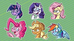 Size: 3840x2160 | Tagged: safe, artist:cowsrtasty, derpibooru import, applejack, fluttershy, pinkie pie, rainbow dash, rarity, twilight sparkle, pony, bust, image, mane six, png, portrait, sonic battle, style emulation