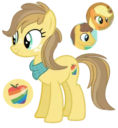 Size: 1280x1392 | Tagged: safe, artist:princess-kitsune-tsu, derpibooru import, applejack, caramel, oc, earth pony, pony, female, image, mare, offspring, parent:applejack, parent:caramel, parents:carajack, png, simple background, transparent background