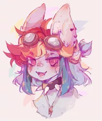 Size: 1177x1398 | Tagged: safe, artist:sugarcloud59, derpibooru import, rainbow dash, pegasus, pony, alternate design, aviator goggles, bandage, bandaid, bandaid on nose, collar, ear piercing, earring, female, goggles, image, jewelry, jpeg, necklace, piercing, solo, spiked collar