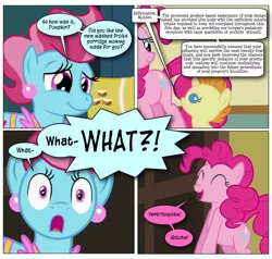 Size: 868x828 | Tagged: safe, artist:dziadek1990, derpibooru import, edit, edited screencap, screencap, cup cake, pinkie pie, pumpkin cake, baby cakes, comic, conversation, dialogue, image, png, prank, screencap comic, text, ventriloquism