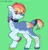 Size: 1785x1862 | Tagged: safe, artist:pastelravenwolf, rainbow dash, pegasus, pony, alternate design, bandage, bandaid, chest fluff, choker, coat markings, colored wings, ear piercing, facial markings, female, folded wings, green background, image, mare, multicolored hooves, multicolored wings, piercing, png, rainbow wings, raised hoof, simple background, smiling, solo, spiked choker, standing, tail feathers, twitterina design, unshorn fetlocks, wings
