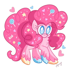 Size: 3000x3000 | Tagged: safe, artist:ammerss, pinkie pie, earth pony, pony, big eyes, big hair, candy, chest fluff, colored hooves, female, floating heart, food, heart, hoof fluff, image, mare, multicolored hooves, png, raised hoof, simple background, solo, sprinkles, stars, transparent background, twitterina design, unshorn fetlocks