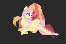 Size: 450x300 | Tagged: safe, artist:camsdart, derpibooru import, edit, big macintosh, fluttershy, earth pony, pegasus, pony, alternate hairstyle, black background, braid, cropped, eyes closed, female, fluttermac, image, lying down, male, mare, missing accessory, nuzzling, one eye closed, png, preggoshy, pregnant, prone, shipping, simple background, stallion, straight