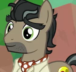 Size: 1139x1080 | Tagged: safe, derpibooru import, screencap, doctor caballeron, earth pony, pony, daring doubt, season 9, spoiler:s09, close-up, clothes, cropped, cute, cutealleron, happy, image, male, png, smiling, solo, stallion