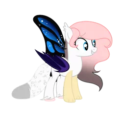 Size: 889x899 | Tagged: safe, artist:sugarcubecreationz, derpibooru import, oc, oc:willow, big cat, draconequus, hybrid, leopard, pony, bat wings, butterfly wings, fangs, gradient mane, image, interspecies offspring, offspring, parent:discord, parent:oc:sweetheart, parents:canon x oc, png, simple background, solo, transparent background, wings
